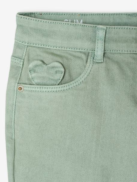 Slim fit wijde meisjesbroek MorphologiK antraciet+roze (poederkleur)+saliegroen - vertbaudet enfant 