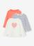 Set van 3 BASICS meisjesshirts met lange mouwen antraciet+ecru+grijsblauw+indigoblauw+koraal+rozen+zachtpaars - vertbaudet enfant 
