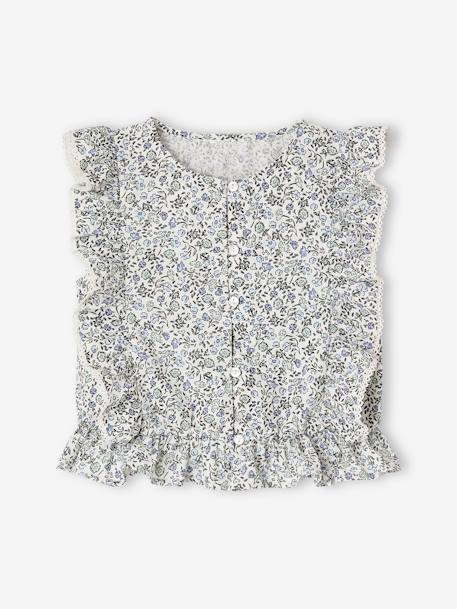 Bloes + short set voor een ceremonie voor een meisje blauw, bedrukt - vertbaudet enfant 