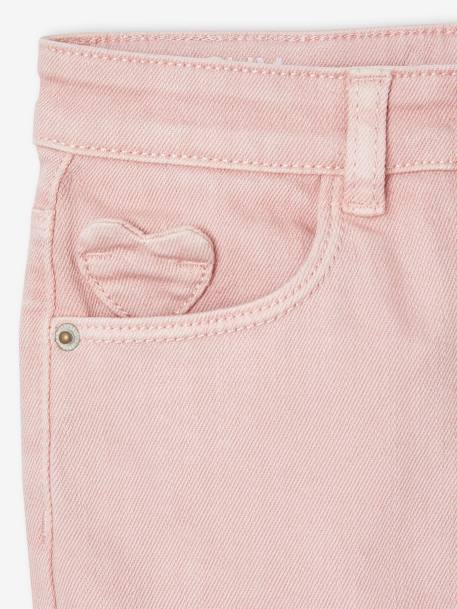 Slim meisjesbroek smalle lichaamsbouw antraciet+roze (poederkleur) - vertbaudet enfant 