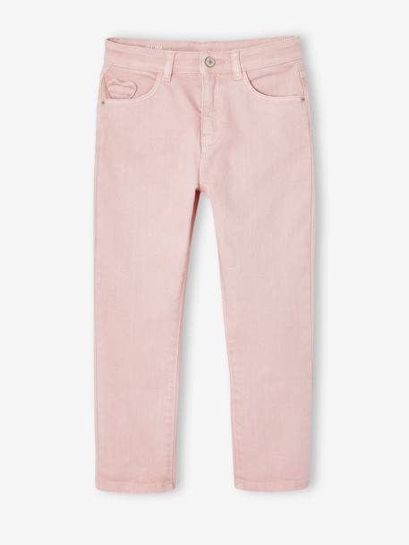 Slim fit wijde meisjesbroek MorphologiK antraciet+roze (poederkleur) - vertbaudet enfant 