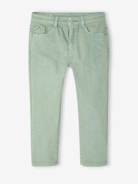 Slim fit wijde meisjesbroek MorphologiK antraciet+roze (poederkleur)+saliegroen - vertbaudet enfant 