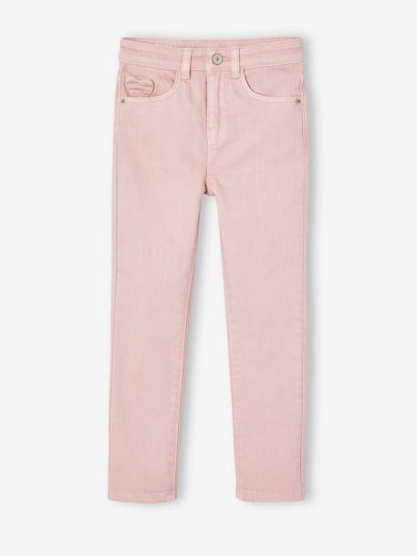Slim meisjesbroek smalle lichaamsbouw antraciet+roze (poederkleur) - vertbaudet enfant 