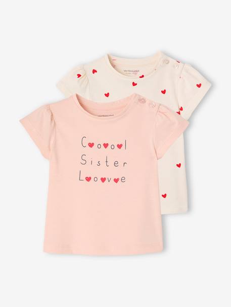 Set van 2 Basics T-shirts met korte mouwen lichtroze - vertbaudet enfant 