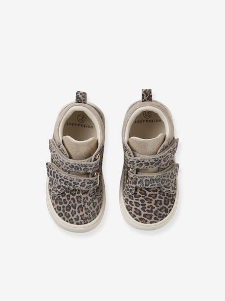 Zachte lederen baby-slofjes voor de eerste stapjes beige, bedrukt+blauw, bedrukt+brons+goud+groen, bedrukt+oudroze+roze (poederkleur)+roze, bedrukt+rozen+turquoiseblauw+veel roze+zachtpaars - vertbaudet enfant 