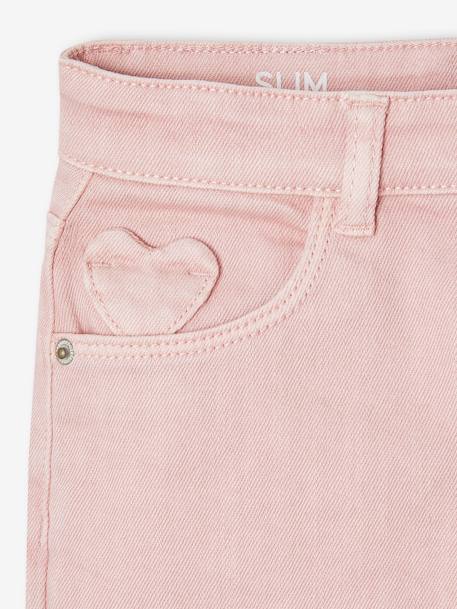 Slim fit wijde meisjesbroek MorphologiK antraciet+roze (poederkleur) - vertbaudet enfant 