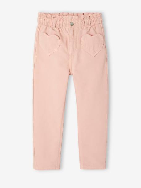 Paperbag meisjesbroek met hartjeszakken roze (poederkleur) - vertbaudet enfant 