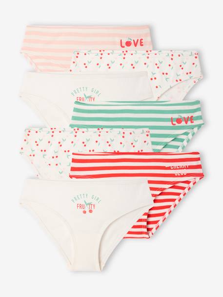 Set van 7 meisjesonderbroeken met print ecru - vertbaudet enfant 