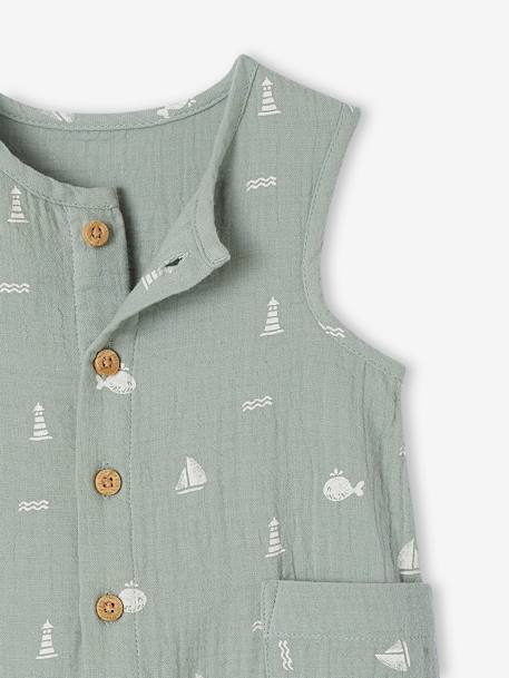 Boxpakje van katoengaas blauw+ecru+saliegroen - vertbaudet enfant 