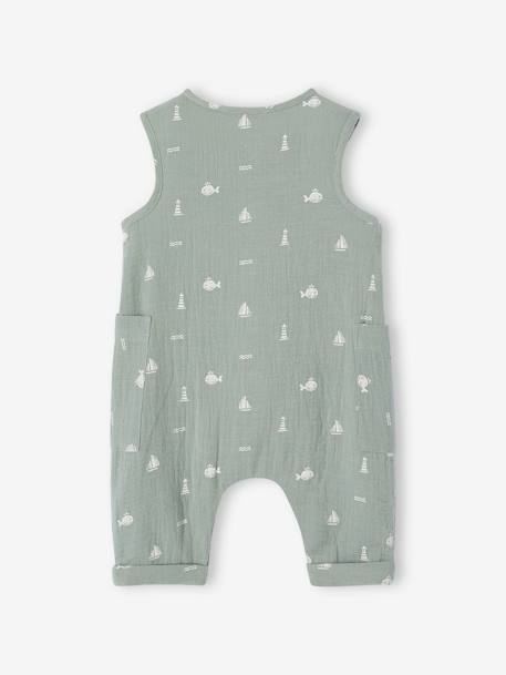 Boxpakje van katoengaas blauw+ecru+saliegroen - vertbaudet enfant 
