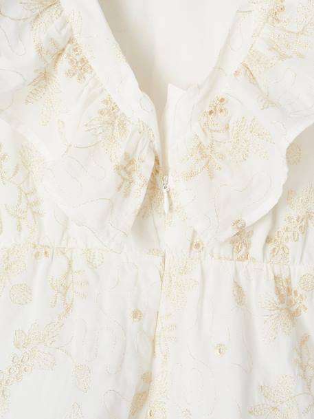 Jurk met borduursel en bloemen wit - vertbaudet enfant 