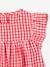 Gebloemde meisjesblouse met korte mouwen en ruches rood, geruit+wit, bedrukt - vertbaudet enfant 