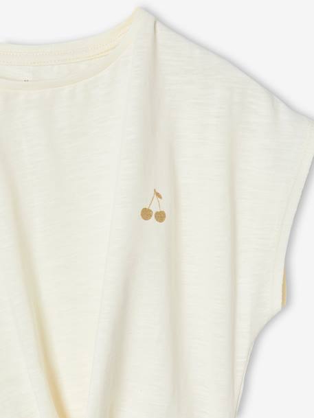 Meisjesjurk met 2-in-1 effect ecru+vanille+wit, bedrukt - vertbaudet enfant 