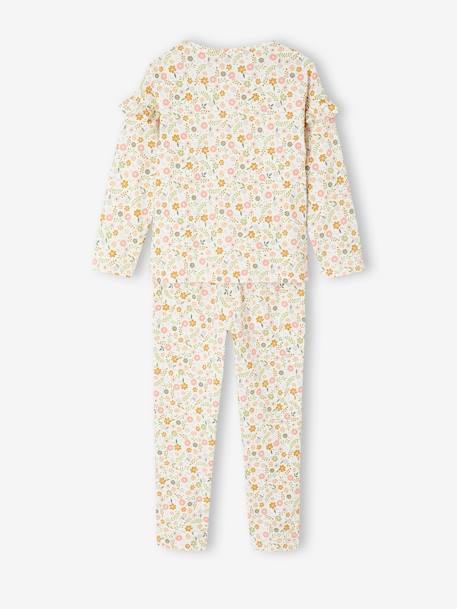 Lot pyjama + pyjashort flower power BASICS bleekblauw - vertbaudet enfant 