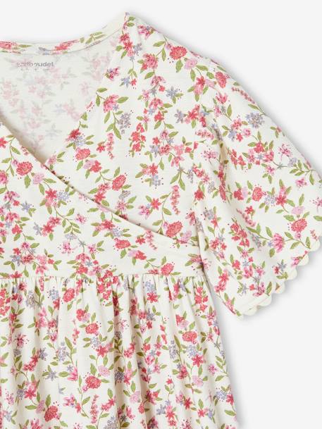 Gebloemde meisjesjurk met overslag halslijn meerkleurig - vertbaudet enfant 
