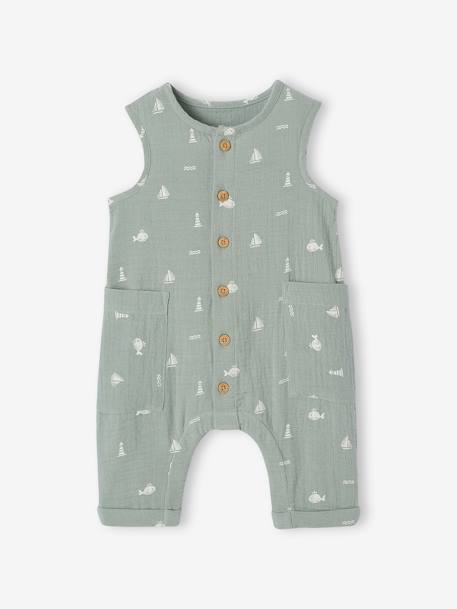 Boxpakje van katoengaas blauw+ecru+saliegroen - vertbaudet enfant 