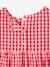 Gebloemde meisjesblouse met korte mouwen en ruches rood, geruit+wit, bedrukt - vertbaudet enfant 