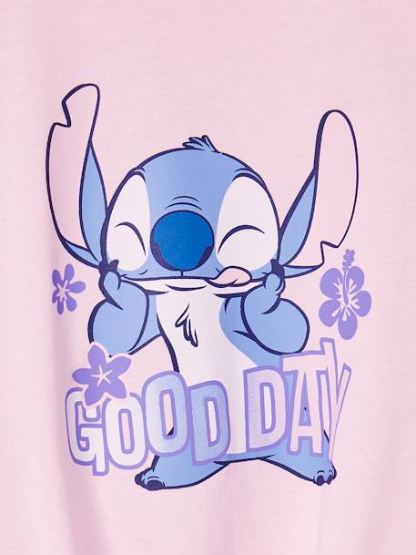 T-shirt met knoop 'Good day' Disney® Stitch korte mouwen lila (poederkleur) - vertbaudet enfant 