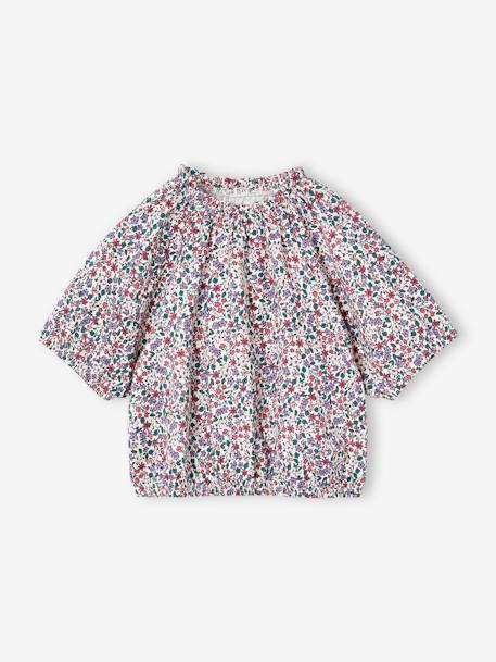 Crop top voor meisjes ecru+koraal+saliegroen - vertbaudet enfant 