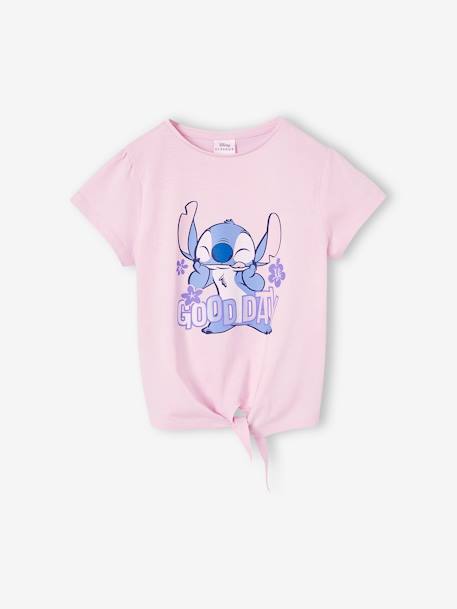 T-shirt met knoop 'Good day' Disney® Stitch korte mouwen lila (poederkleur) - vertbaudet enfant 