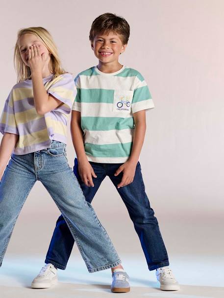 Onverwoestbare rechte relaxjeans jongens, eenvoudig aan te trekken denimgrijs+double stone+ongewassen denim+stone - vertbaudet enfant 