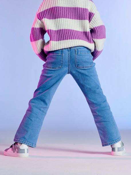 Uitlopende meisjesjeans middenblauw - vertbaudet enfant 