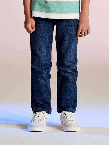Onverwoestbare rechte relaxjeans jongens, eenvoudig aan te trekken denimgrijs+double stone+ongewassen denim+stone - vertbaudet enfant 
