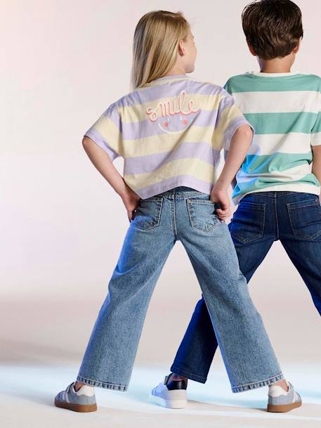 Ruime meisjesjeans MorphologiK met een smalle taille denimgrijs+donkerblauw+lichtblauw+middenblauw - vertbaudet enfant 