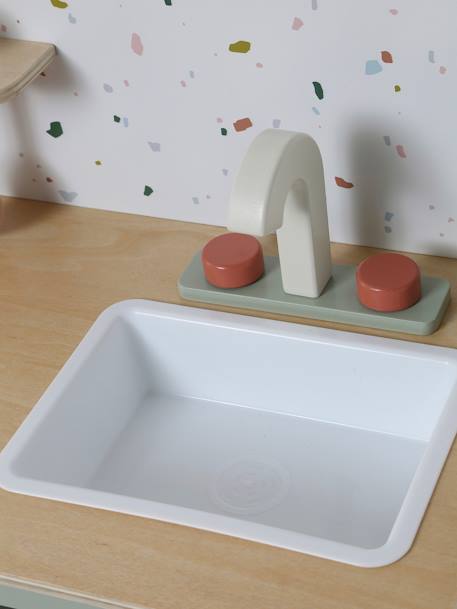 Houten keukentje met accessoires van FSC®-hout ecru+rozen+saliegroen - vertbaudet enfant 