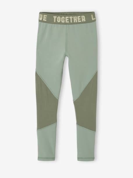 Meisjes sportset sweatshirt met goudmotief + legging saliegroen - vertbaudet enfant 