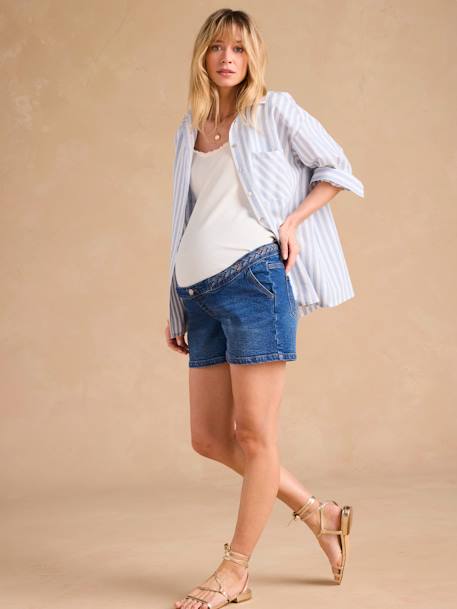 Zwangerschapsjeans met een fantasie vlecht en afneembare band ENVIE DE FRAISE double stone - vertbaudet enfant 
