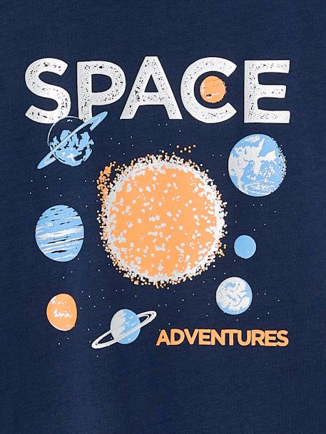 Jongensshirt Space glanzend motief amandelgroen+nachtblauw - vertbaudet enfant 