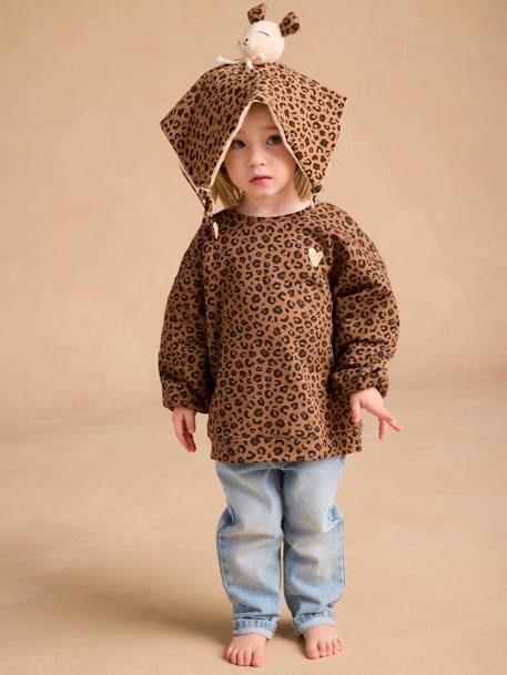 Meisjessweater met luipaardprint capsulecollectie moeder-dochter ENVIE DE FRAISE beige+donkergrijs - vertbaudet enfant 
