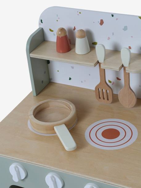 Houten keukentje met accessoires van FSC®-hout ecru+rozen+saliegroen - vertbaudet enfant 