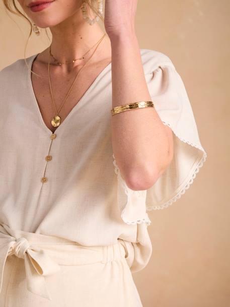 Zwangerschaps- en voedingsblouse met linnen ENVIE DE FRAISE beige+kaki - vertbaudet enfant 