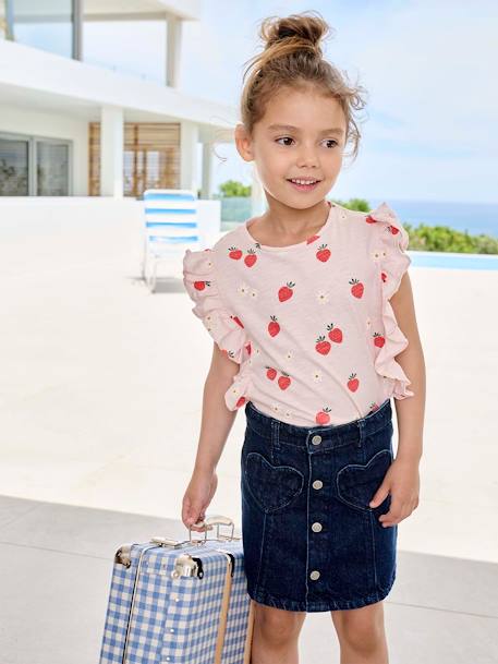 Jeans meisjesrok met knopen ongewassen denim - vertbaudet enfant 