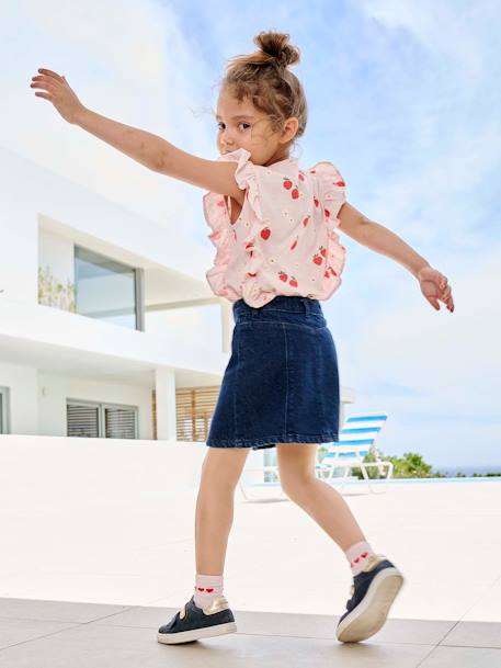 Jeans meisjesrok met knopen ongewassen denim - vertbaudet enfant 