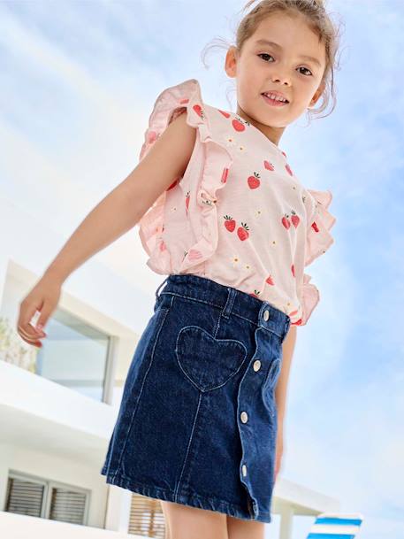 Jeans meisjesrok met knopen ongewassen denim - vertbaudet enfant 