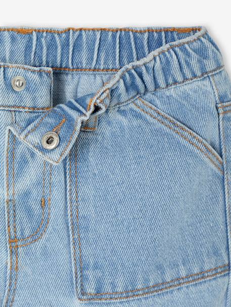 Meisjesshort van jeanstof Basics lichtblauw+middenblauw+ongewassen denim - vertbaudet enfant 