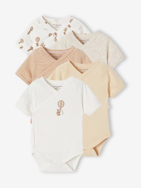Set van 5 babyrompers met korte mouwen Luchtballon ecru - vertbaudet enfant 