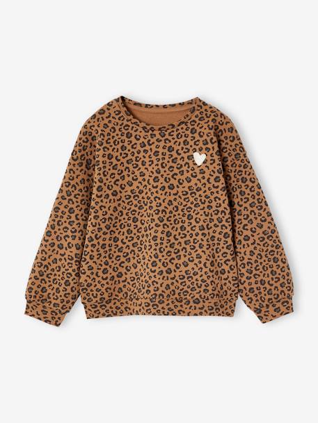 Meisjessweater met luipaardprint capsulecollectie moeder-dochter ENVIE DE FRAISE beige+donkergrijs - vertbaudet enfant 