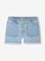 Meisjesshort van jeanstof Basics lichtblauw+middenblauw+ongewassen denim - vertbaudet enfant 