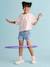 Meisjesshort van jeanstof Basics lichtblauw+middenblauw+ongewassen denim - vertbaudet enfant 