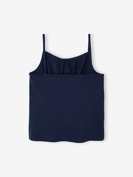 Set van 2 basic meisjeshemdjes met dunne bandjes ecru+framboos+saliegroen - vertbaudet enfant 