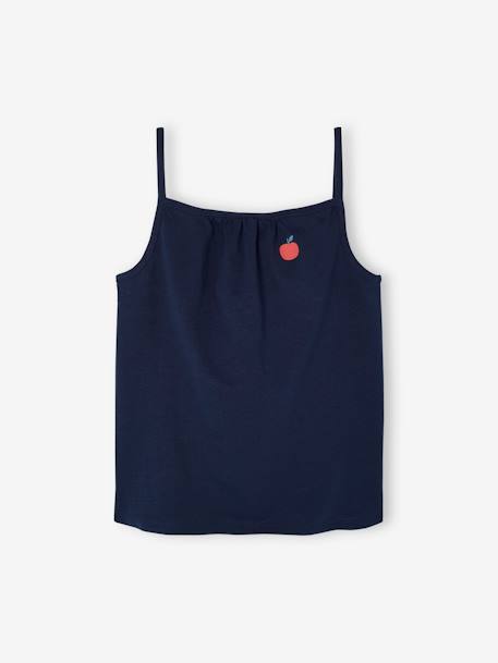 Set van 2 basic meisjeshemdjes met dunne bandjes ecru+framboos+saliegroen - vertbaudet enfant 