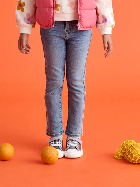 Slim meisjesjeans smal denimgrijs+donkerblauw+gebleekt denim+grijs+middenblauw - vertbaudet enfant 