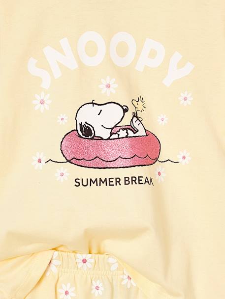 Mädchen Sommer-Schlafanzug PEANUTS SNOOPY mit Blumen pastelgeel - vertbaudet enfant 
