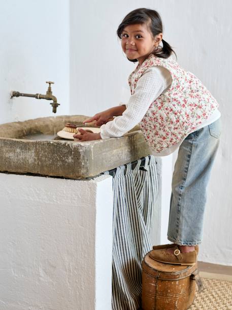 Meisjesballerina's van leer kleutercollectie bruin+oudroze - vertbaudet enfant 