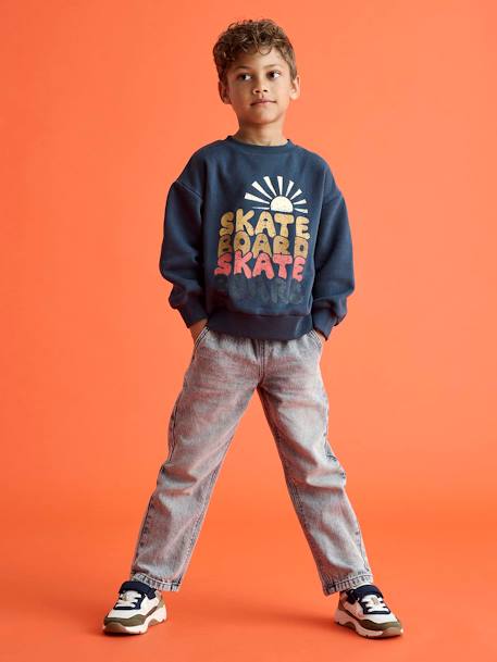 Wijde jongensbroek, eenvoudig aan te trekken gebleekt denim+grijs+ongewassen denim+stone - vertbaudet enfant 