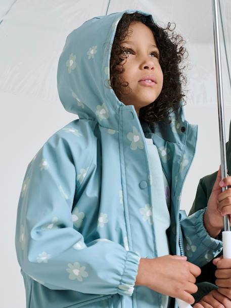 Regenjas met magische stippen voor meisjes bedrukte salie+hemelsblauw+lichtroze+rouge+rozen - vertbaudet enfant 